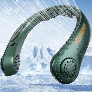 Personal Neck Fan Rechargeable Lightweight 5-Speed Cooling Quiet Green